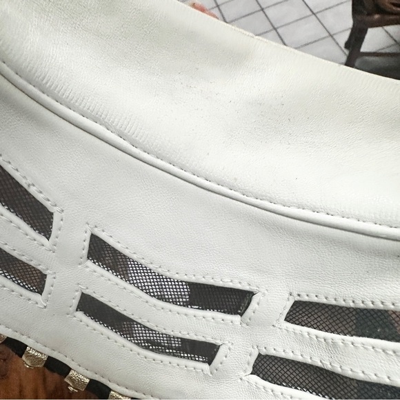 House of Malakai White Leather Futuristic Military Visor Hat – Studded Statement main image 14